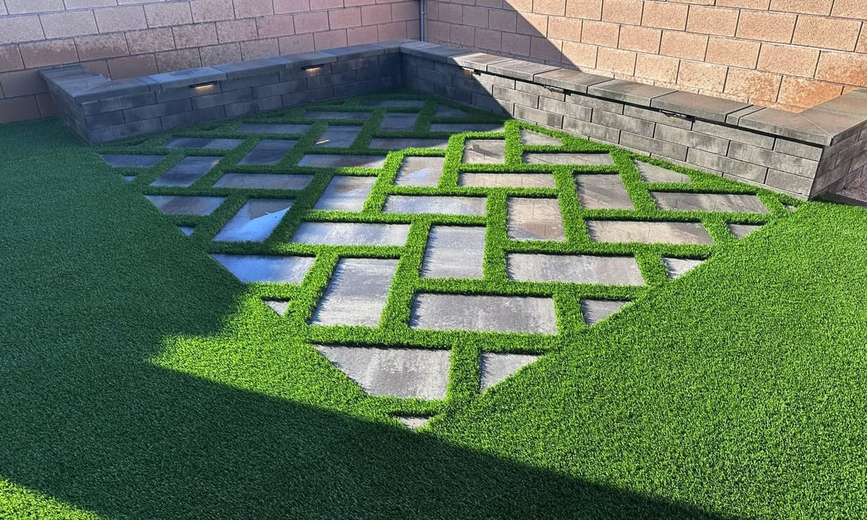 Pavers 11 Rock N Block Turf N Hardscapes artificial grass installation with pavers