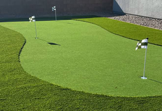 putting green rock n block landscape